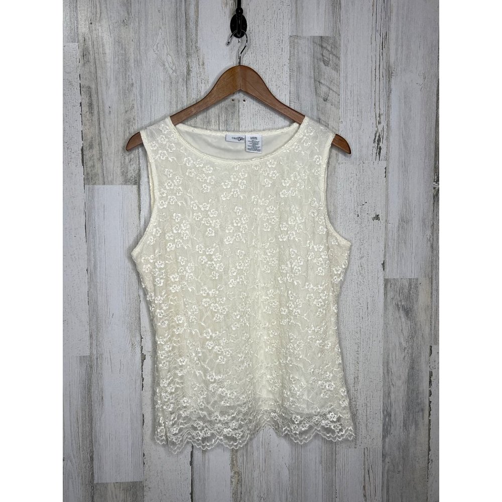 East 5th Women's Floral Lace Top Ivory Cream Size Large